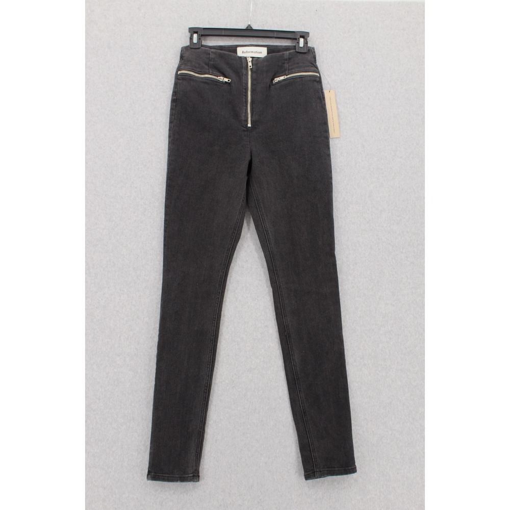 Reformation Niki Jeans womens 26 Black Argentine Wash Stretch Skinny